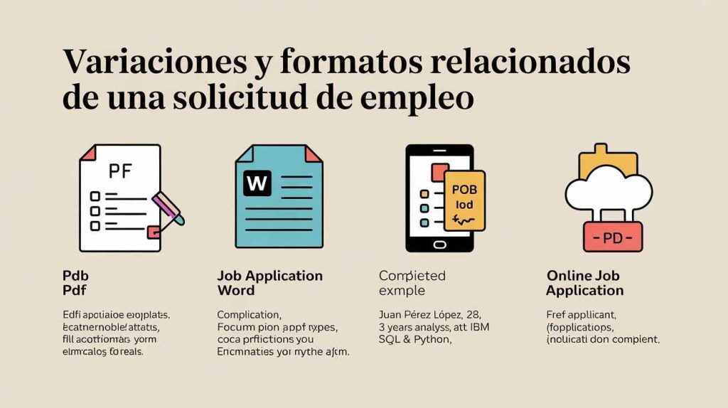 Variaciones y formatos relacionados de una solicitud de empleo
