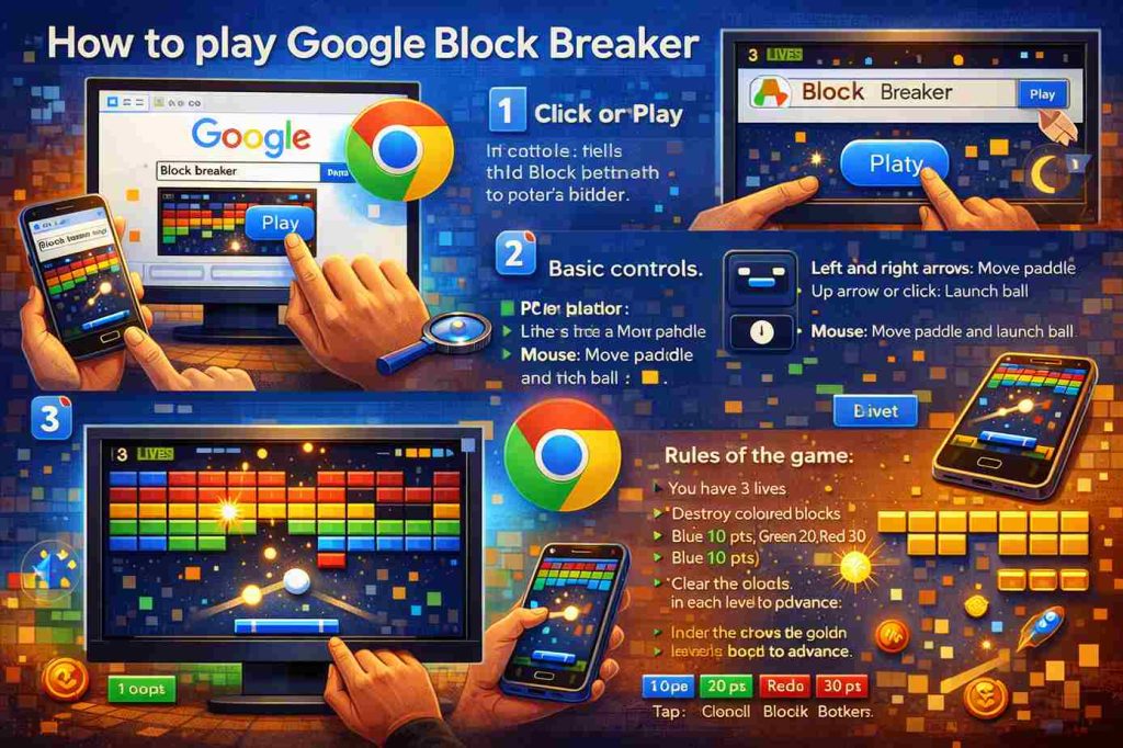 Cómo jugar Block Breaker de Google
