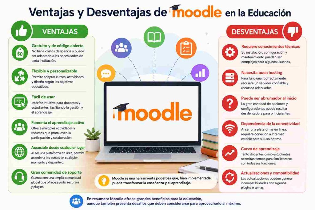 Ventajas y Desventajas de Moodle en la Educació