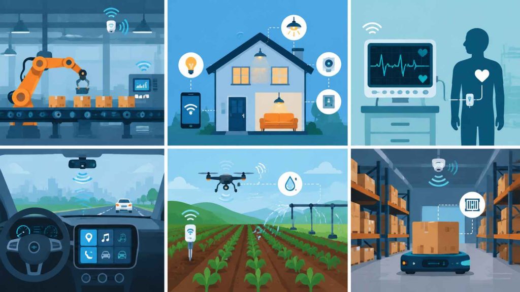 Aplicaciones de los sensores por sector: industrial, hogar, salud, automotriz, agricultura y logística