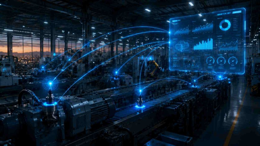 Sensores industriales conectados en una fábrica inteligente dentro del concepto de Industria 4.0